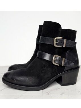 Miz Mooz Dayla Black Suede Buckle Bootie 38